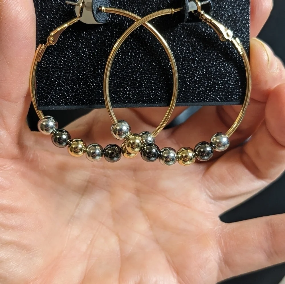Ophelia Roe Gold Tone‎ Beaded Hoops